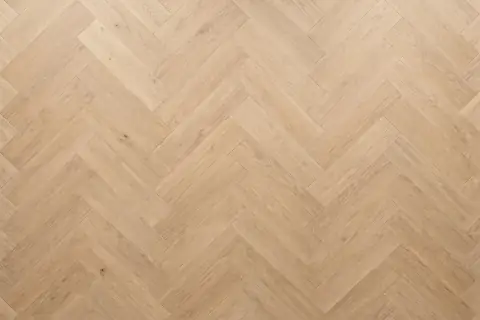 Herringbone pattern oak flooring sample, square-ended planks in zigzag layout
