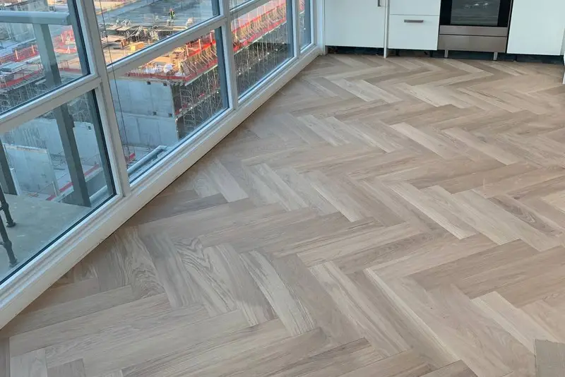 Herringbone 5×25", Cream Oak, Etobicoke hardwood flooring project by Floors Toronto