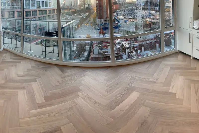 Herringbone 5×25", Cream Oak, Etobicoke hardwood flooring project by Floors Toronto