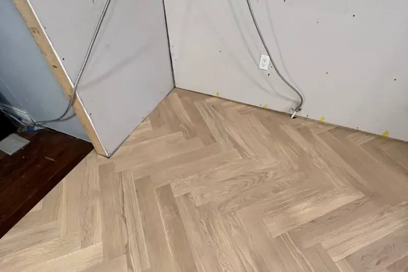 Herringbone 5×25", Linen Oak, Toronto hardwood flooring project by Floors Toronto