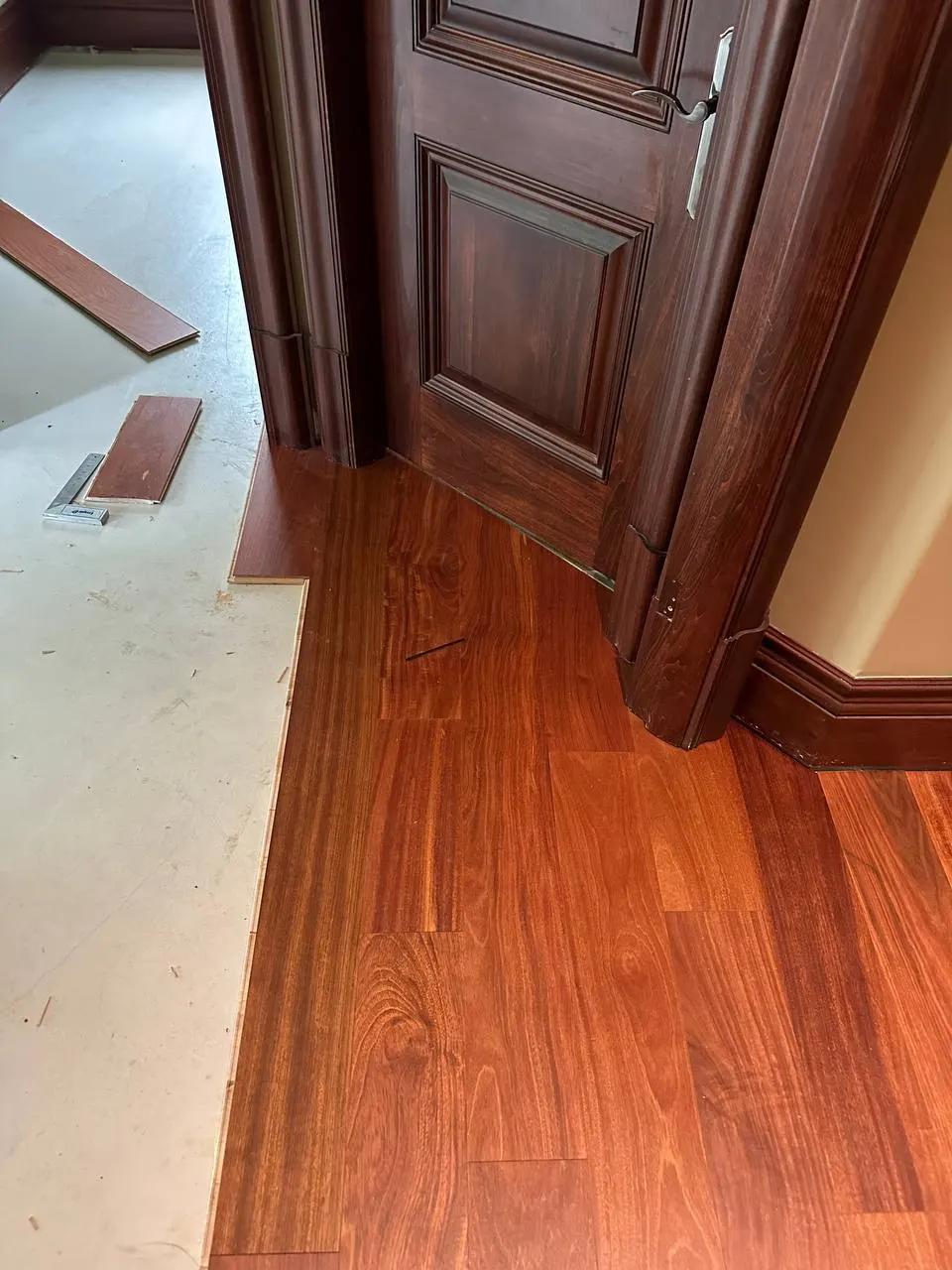 Straight plank European white oak, Mahogany, Markham hardwood flooring project by Floors Toronto