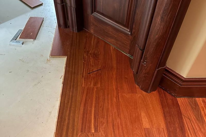 Straight plank European white oak, Mahogany, Markham hardwood flooring project by Floors Toronto