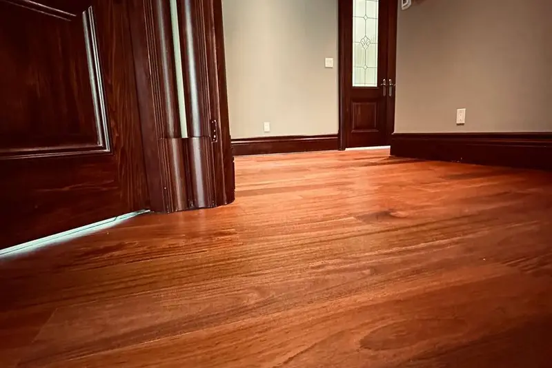 Straight plank European white oak, Mahogany, Markham hardwood flooring project by Floors Toronto