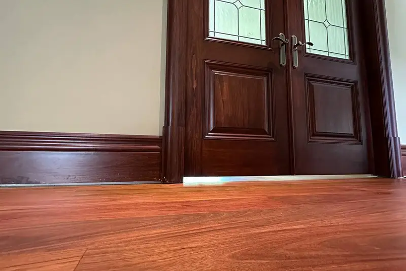 Straight plank European white oak, Mahogany, Markham hardwood flooring project by Floors Toronto