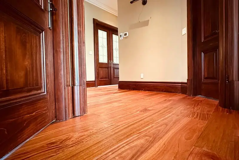 Straight plank European white oak, Mahogany, Markham hardwood flooring project by Floors Toronto