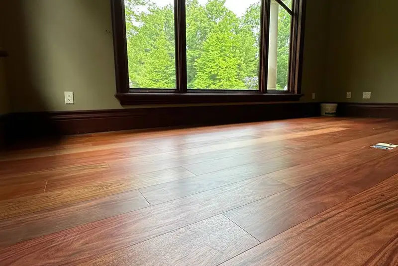 Straight plank European white oak, Mahogany, Markham hardwood flooring project by Floors Toronto