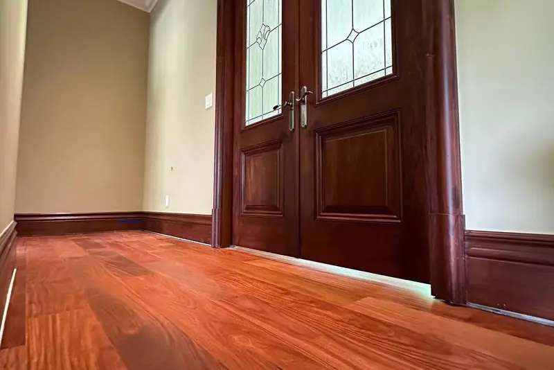 Straight plank European white oak, Mahogany, Markham hardwood flooring project by Floors Toronto