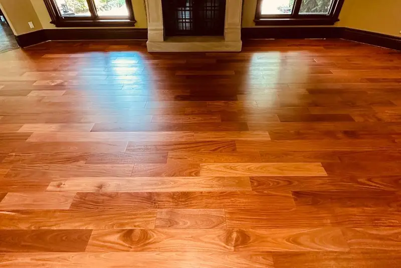 Straight plank European white oak, Mahogany, Markham hardwood flooring project by Floors Toronto