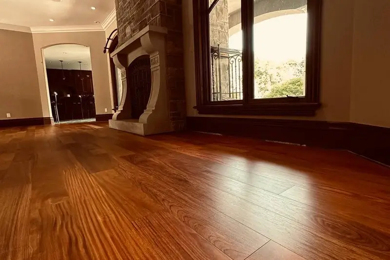 Straight plank European white oak, Mahogany, Markham hardwood flooring project by Floors Toronto