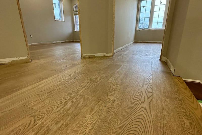 Straight plank European white oak, Mist Oak, Vaughan hardwood flooring project by Floors Toronto