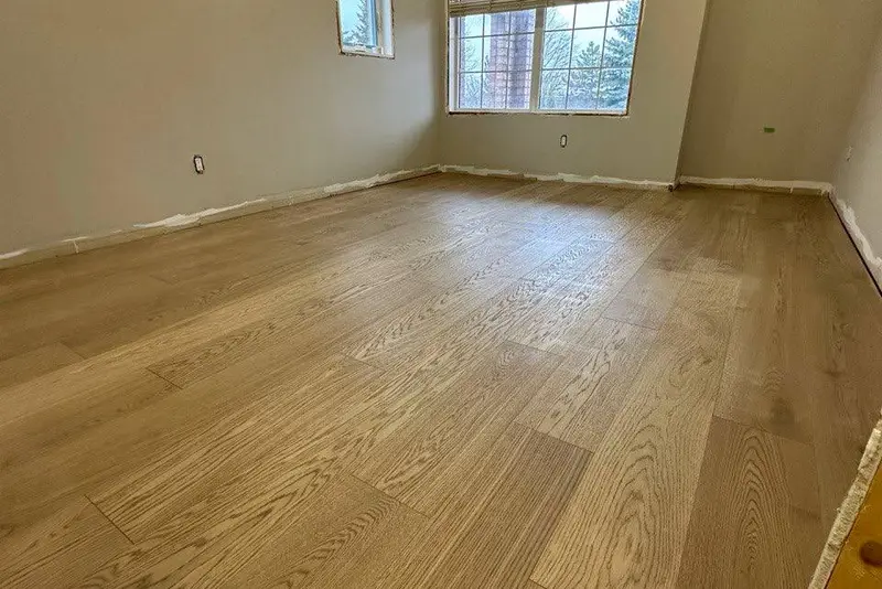 Straight plank European white oak, Mist Oak, Vaughan hardwood flooring project by Floors Toronto