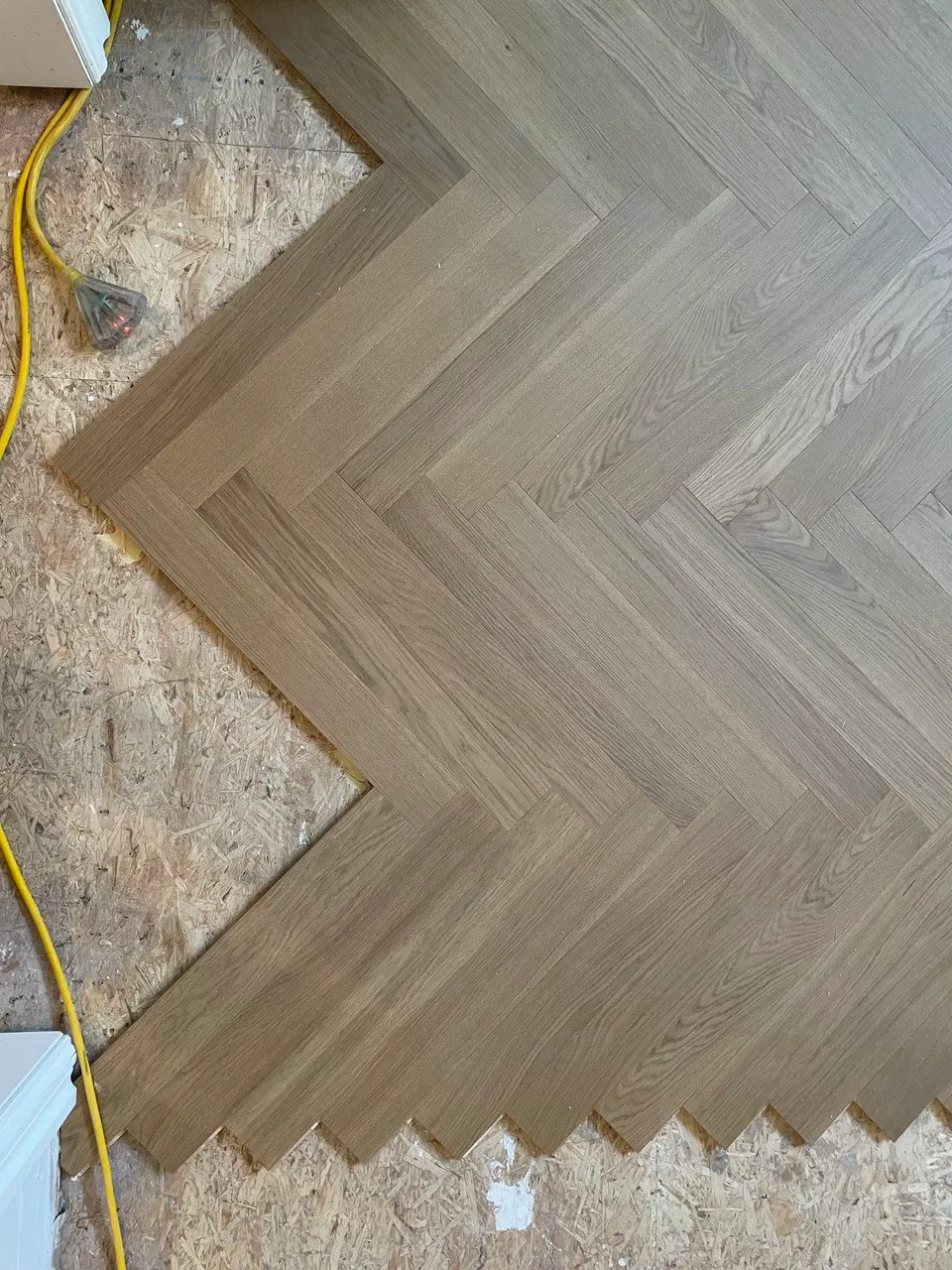 Herringbone 5×25", Raw Sienna, Toronto hardwood flooring project by Floors Toronto
