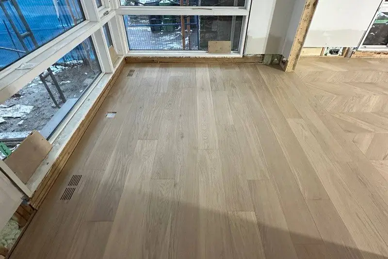 Straight plank European white oak, Soft White, Etobicoke hardwood flooring project by Floors Toronto