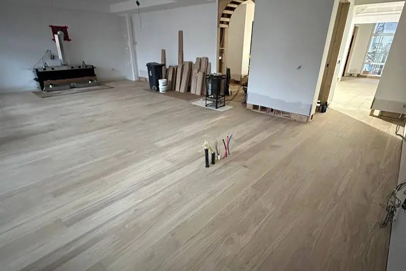 Straight plank European white oak, Soft White, Etobicoke hardwood flooring project by Floors Toronto