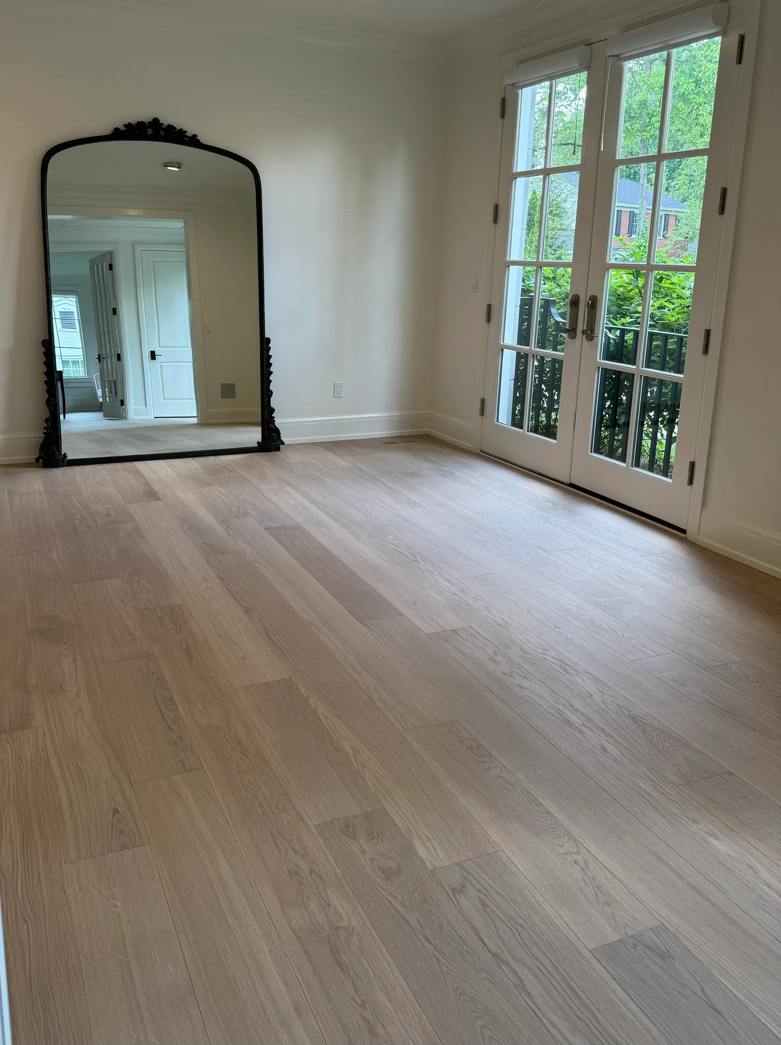 Straight plank European white oak, Soft White, North York hardwood flooring project by Floors Toronto
