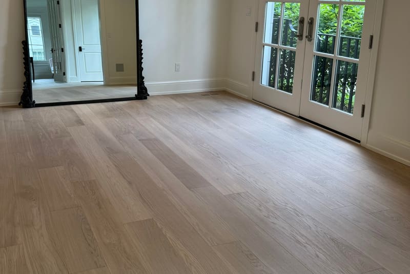 Straight plank European white oak, Soft White, North York hardwood flooring project by Floors Toronto