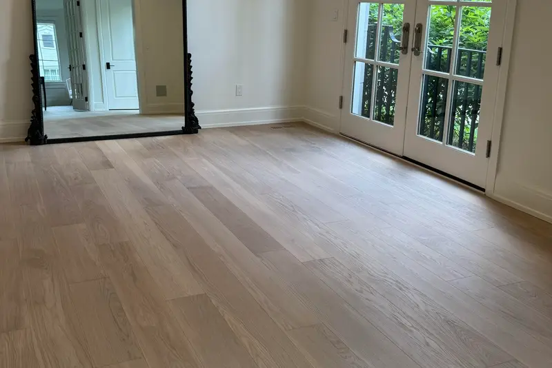 Straight plank European white oak, Soft White, North York hardwood flooring project by Floors Toronto