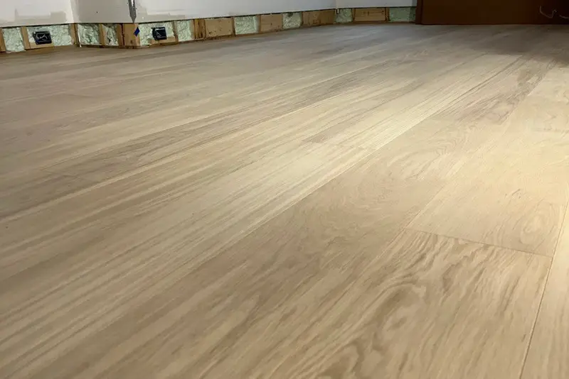 Straight plank European white oak, Soft White, North York hardwood flooring project by Floors Toronto