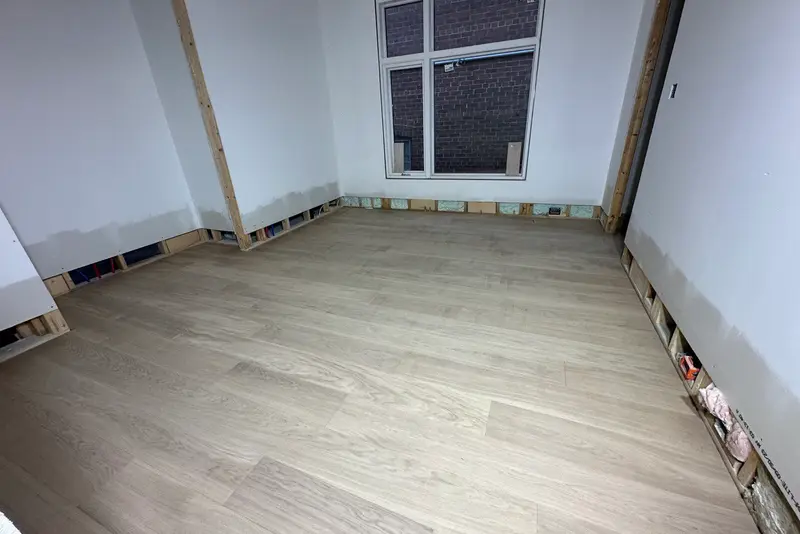 Straight plank European white oak, Soft White, North York hardwood flooring project by Floors Toronto
