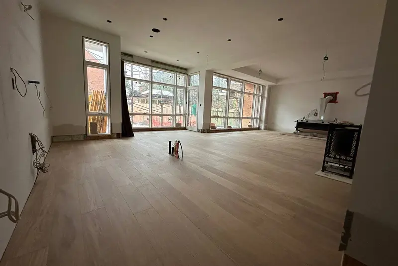 Straight plank European white oak, Soft White, North York hardwood flooring project by Floors Toronto