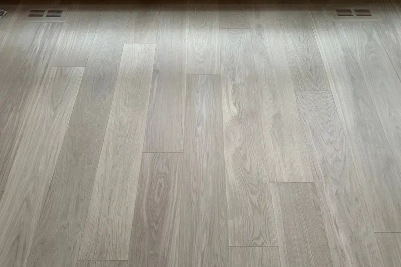 Straight plank European white oak, Soft White, North York hardwood flooring project by Floors Toronto