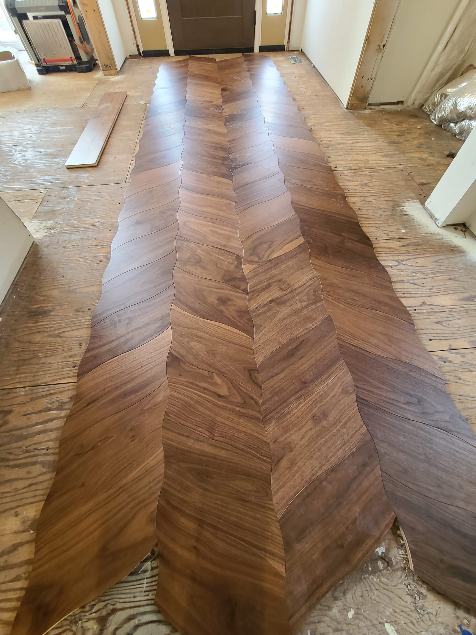 Custom premium pattern layout, Walnut Accent, Forest Hill hardwood flooring project by Floors Toronto