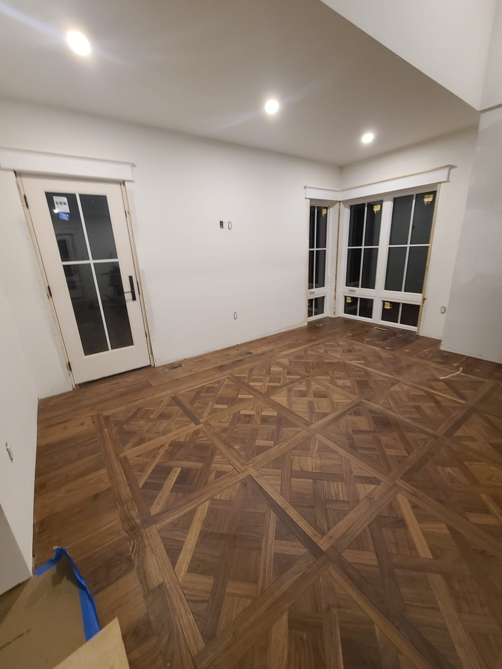 Custom premium pattern layout, Walnut Accent, Forest Hill hardwood flooring project by Floors Toronto