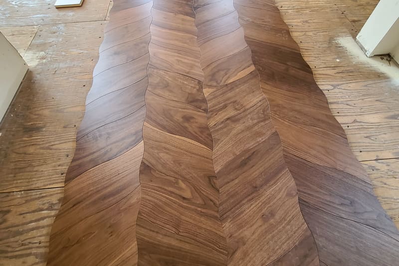 Custom premium pattern layout, Walnut Accent, Forest Hill hardwood flooring project by Floors Toronto