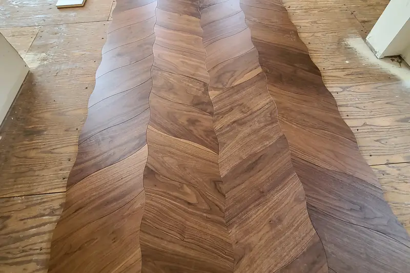 Custom premium pattern layout, Walnut Accent, Forest Hill hardwood flooring project by Floors Toronto