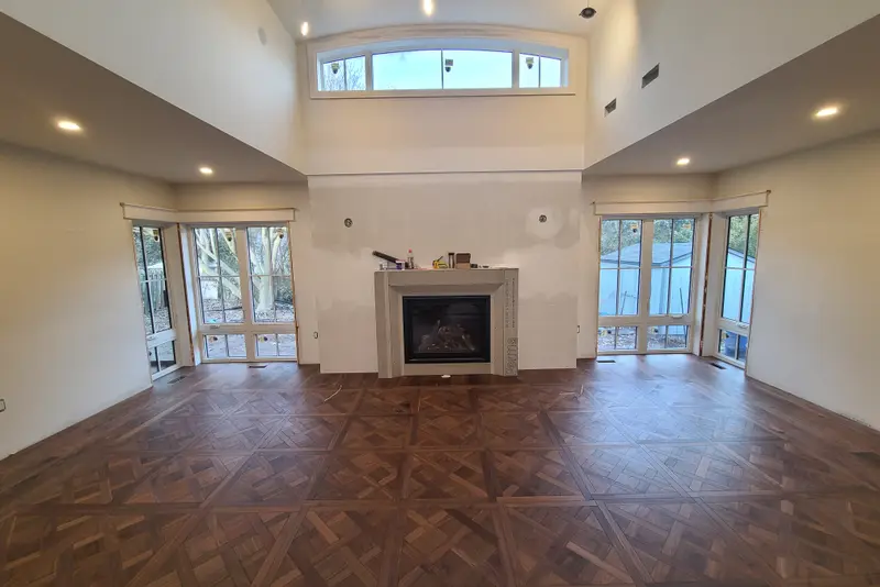 Custom premium pattern layout, Walnut Accent, Forest Hill hardwood flooring project by Floors Toronto